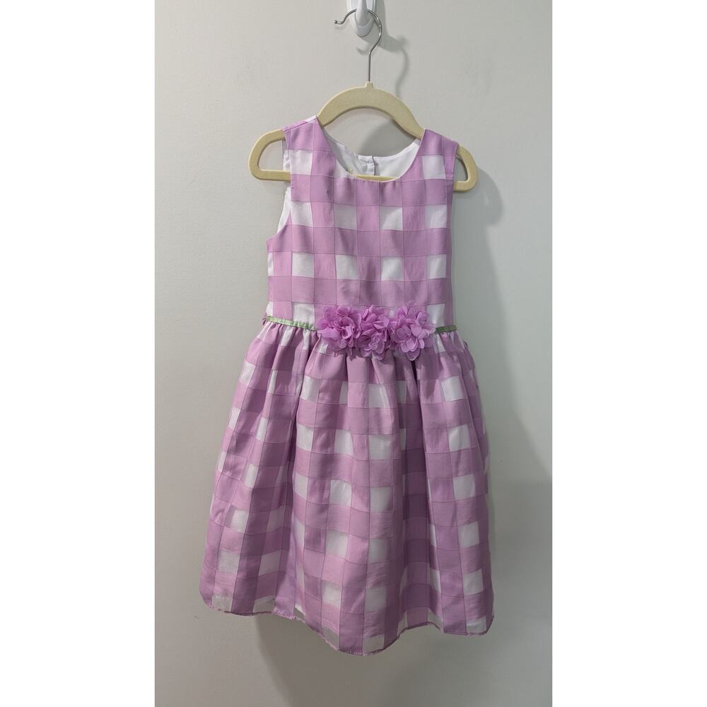 Marmellata Girls Purple Check Floral Dress